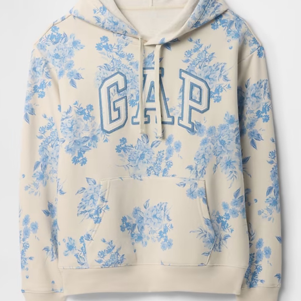 GAP Cream and Blue Floral Hoodie